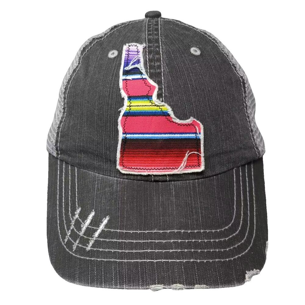 Grace Baseball Cap Gray Pink Idaho State Serape Distressed Mesh OS Strapback